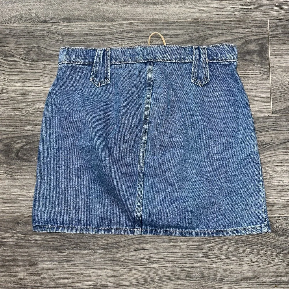 Y2K 2000s Bubblegum Lace Front Denim Mini Skirt Size 5/6 Vintage